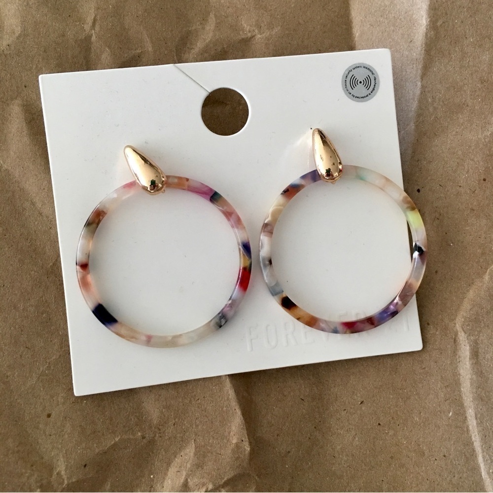Forever 21 Multicolor Hoop Earrings with Gold Accents